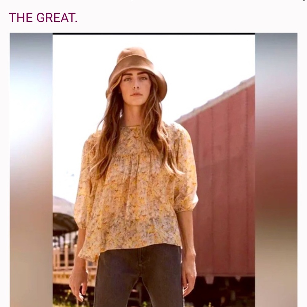 THE GREAT “The Duskfall” blouse in floral Print silk size 0/Xs
